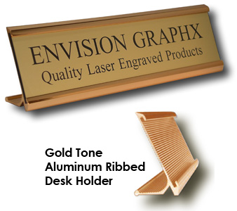 Aluminum Desk Holder, 
Custom Engraved up to two lines, 
Your Choice of 2"x8" or 2"x10"