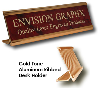Aluminum Desk Holder, 
Custom Engraved up to two lines, 
Your Choice of 2"x8" or 2"x10"