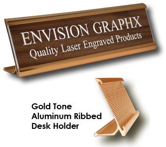 Aluminum Desk Holder, 
Custom Engraved up to two lines, 
Your Choice of 2"x8" or 2"x10"