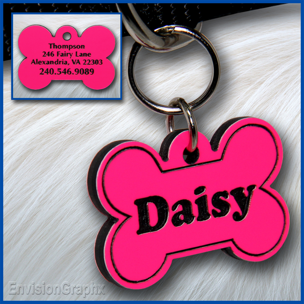 Pet ID Tag, black, Hot Pink