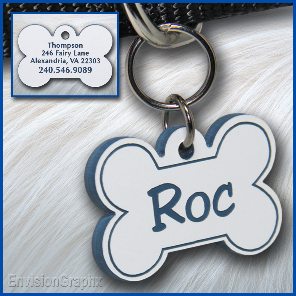 Pet ID Tag, white, blue