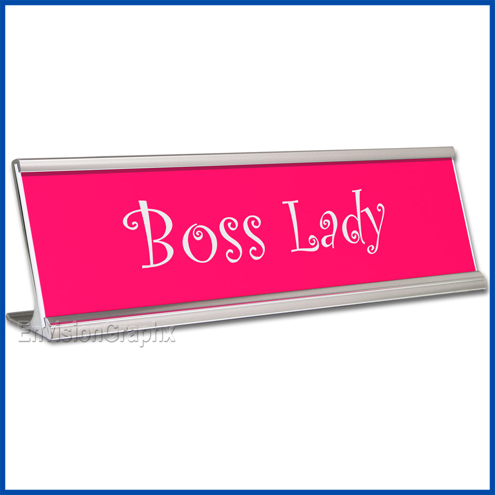 Funny Desk Name Plate Boss Lady Hot Pink