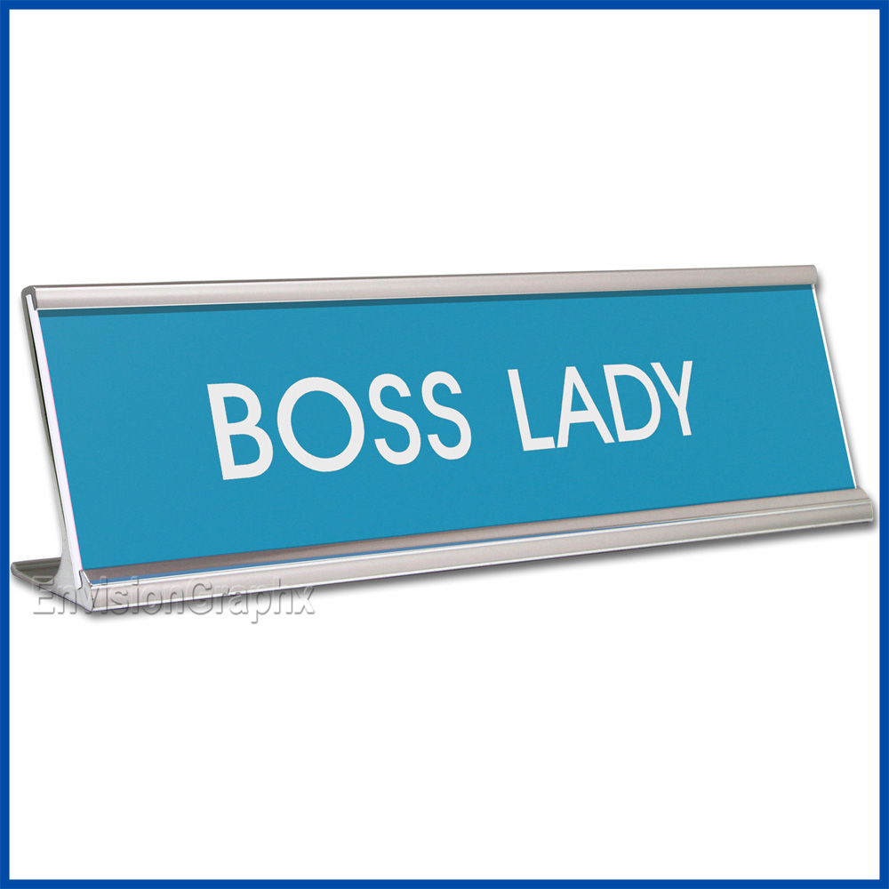 Funny Desk Name Plate Boss Lady Baby Blue