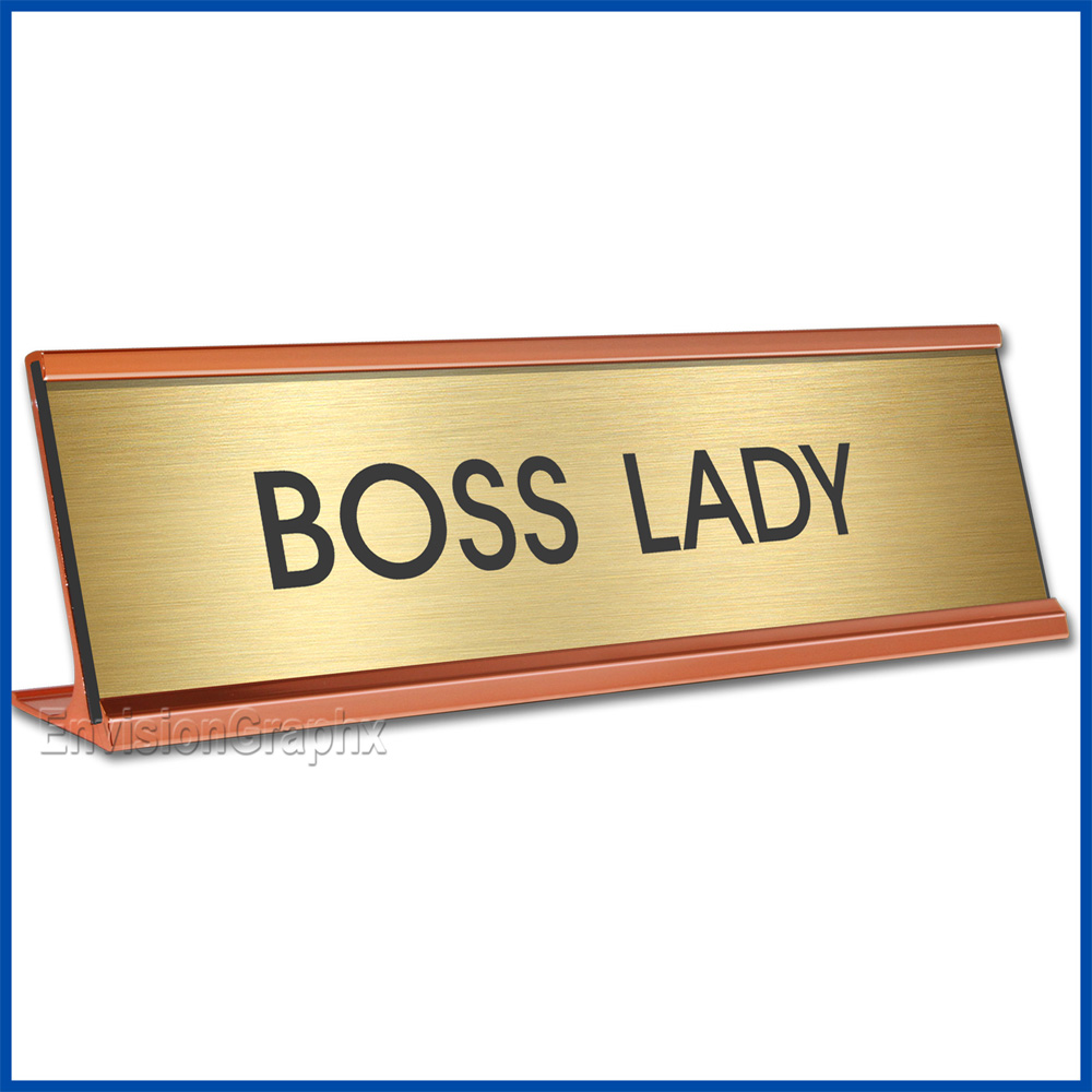 Funny Desk Name Plate Boss Lady Gold