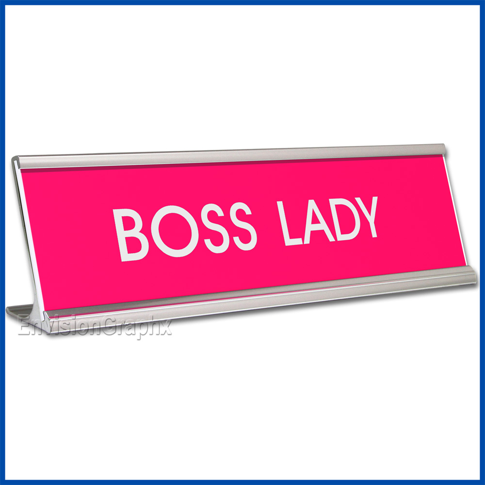 Funny Desk Name Plate Boss Lady Hot Pink