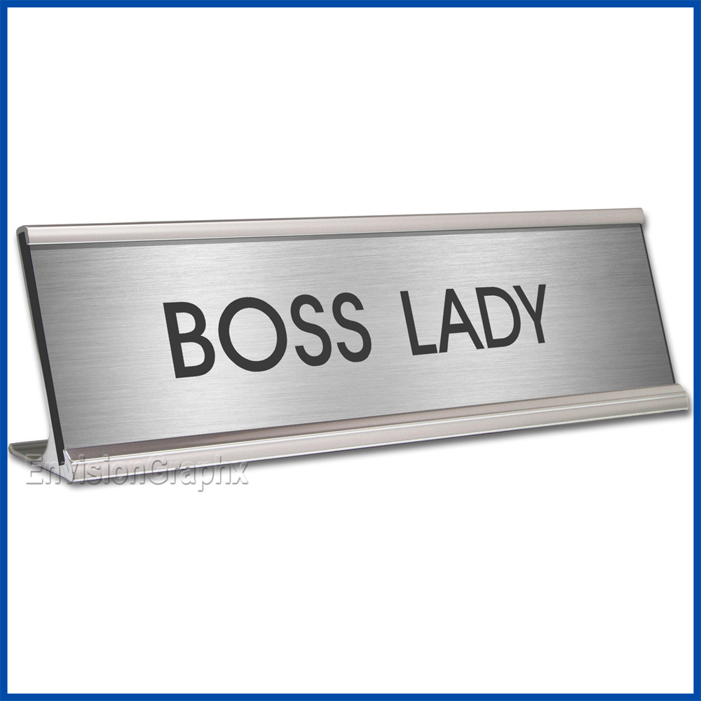 Funny Desk Name Plate Boss Lady Silver