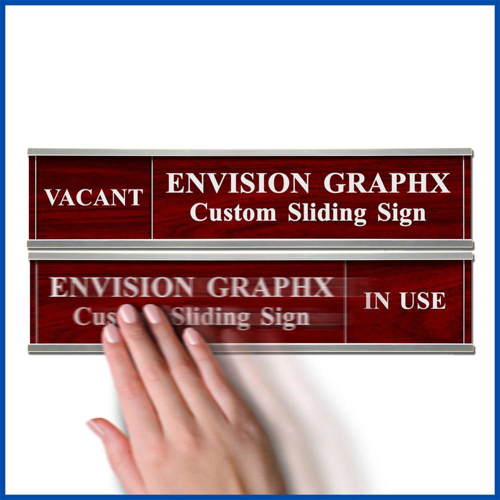 office, wall sign, custom, engraved, slider, sliding, conference room, occupied, vacant