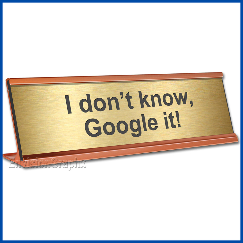 Funny Desk Name Plate Google It Gold