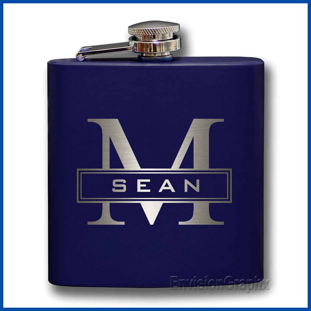 Monogram Flask Blue