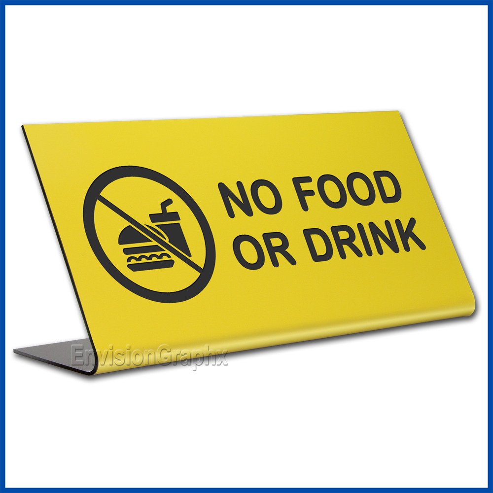 Free Standing table top desk sign No Food in English and Spanish