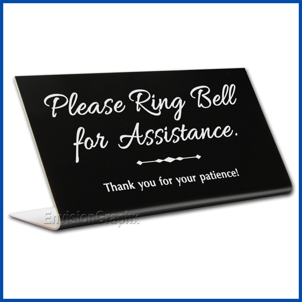 Free Standing table top desk sign No Food in English and Spanish, Please Ring Bell