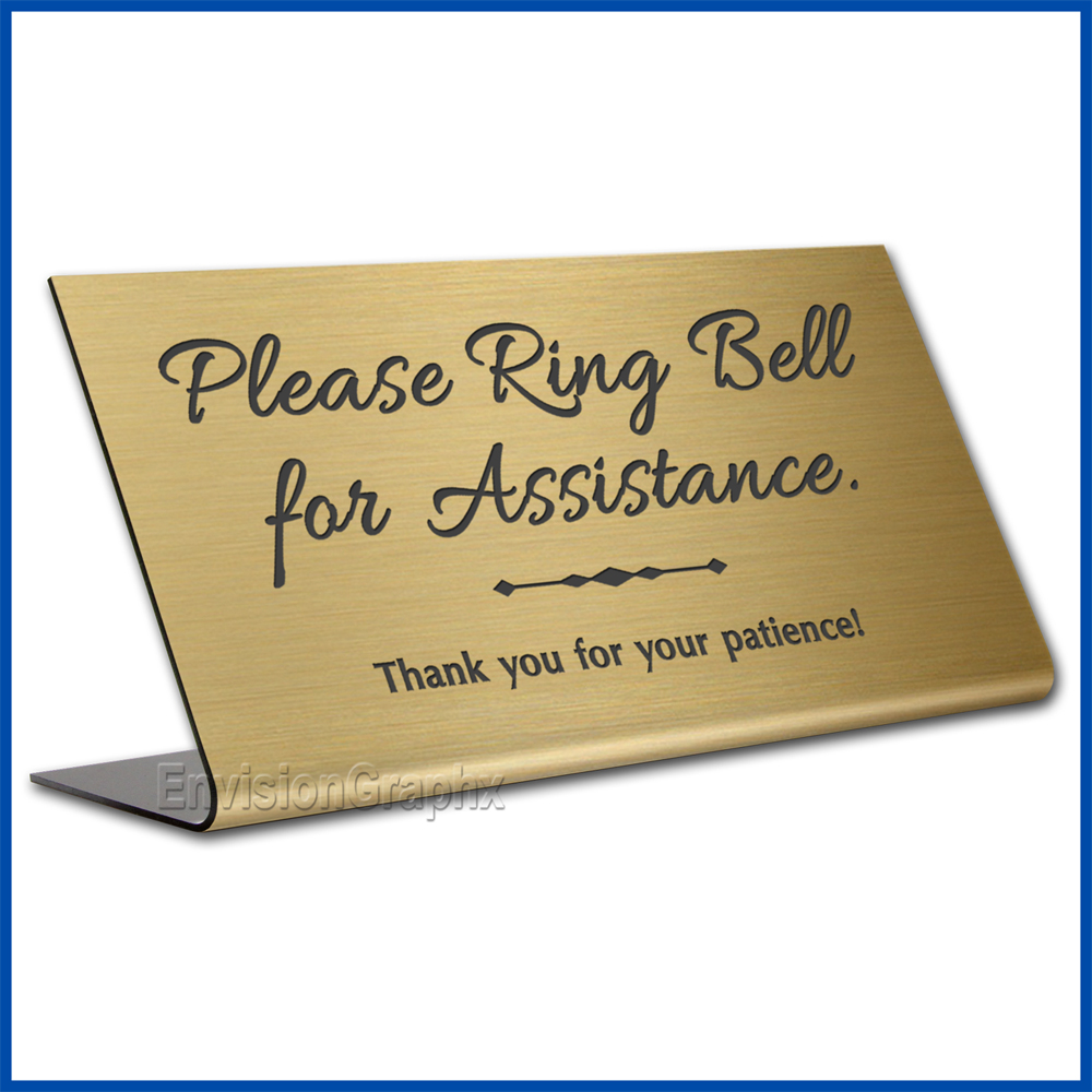 Free Standing table top desk sign No Food in English and Spanish, Please Ring Bell