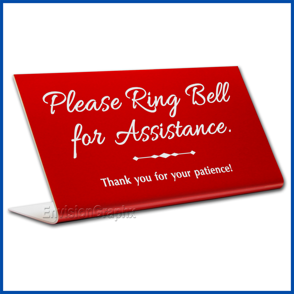 Free Standing table top desk sign No Food in English and Spanish, Please Ring Bell