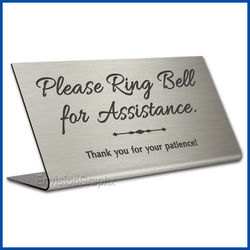 Free Standing table top desk sign No Food in English and Spanish, Please Ring Bell