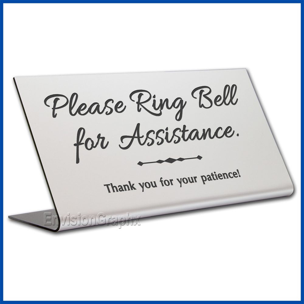 Free Standing table top desk sign No Food in English and Spanish, Please Ring Bell