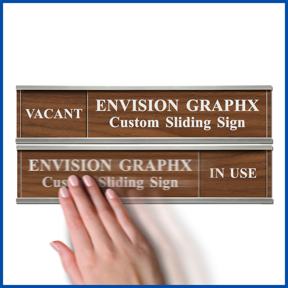 office, wall sign, custom, engraved, slider, sliding, conference room, occupied, vacant