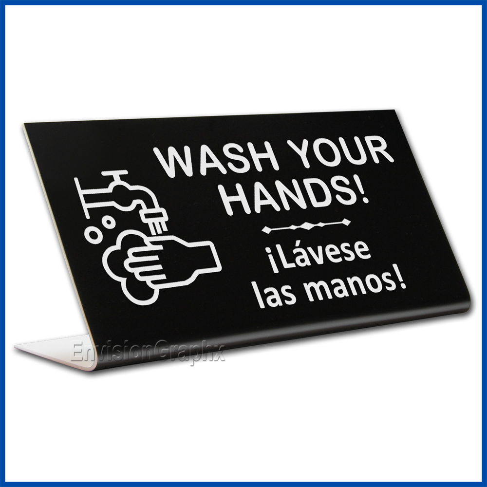 Free Standing table top desk sign Wash Your Hands