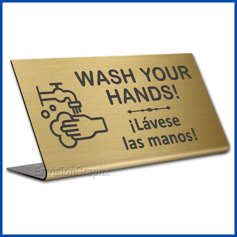 Free Standing table top desk sign Wash Your Hands
