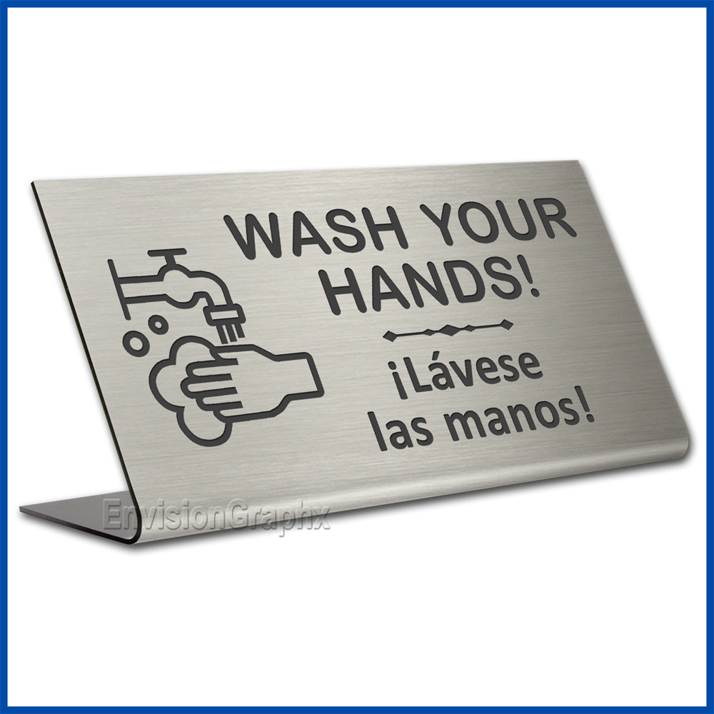 Free Standing table top desk sign Wash Your Hands
