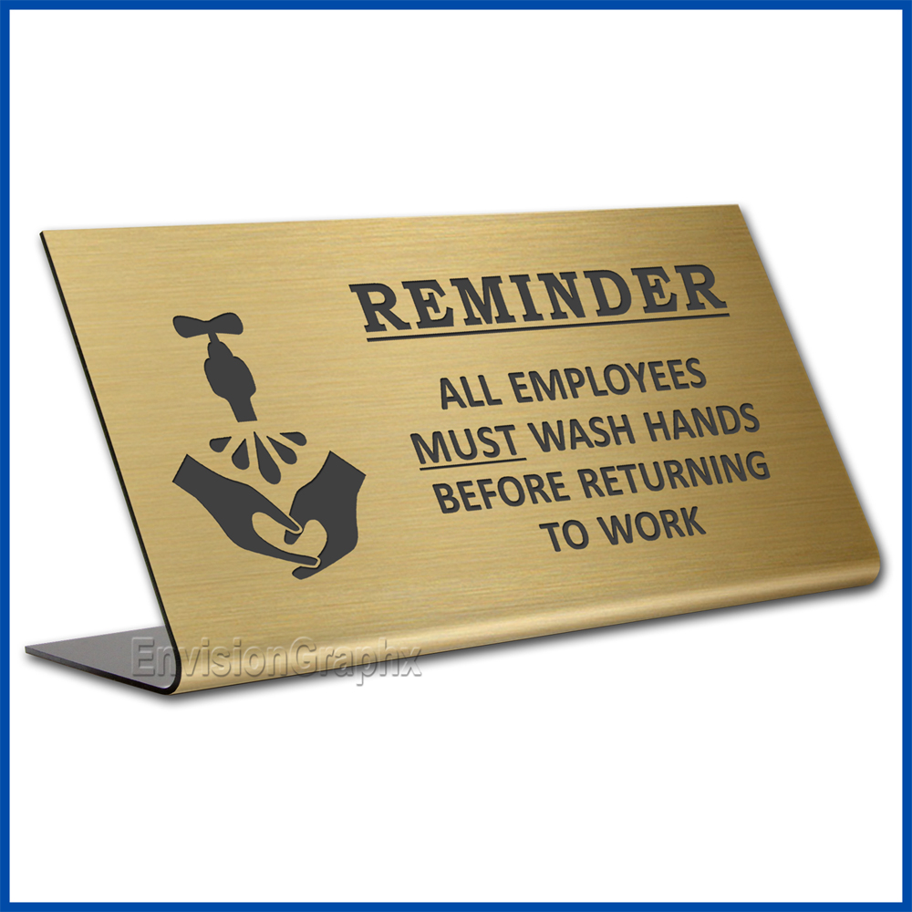 Free Standing table top desk sign All Employees Must Wash Hands