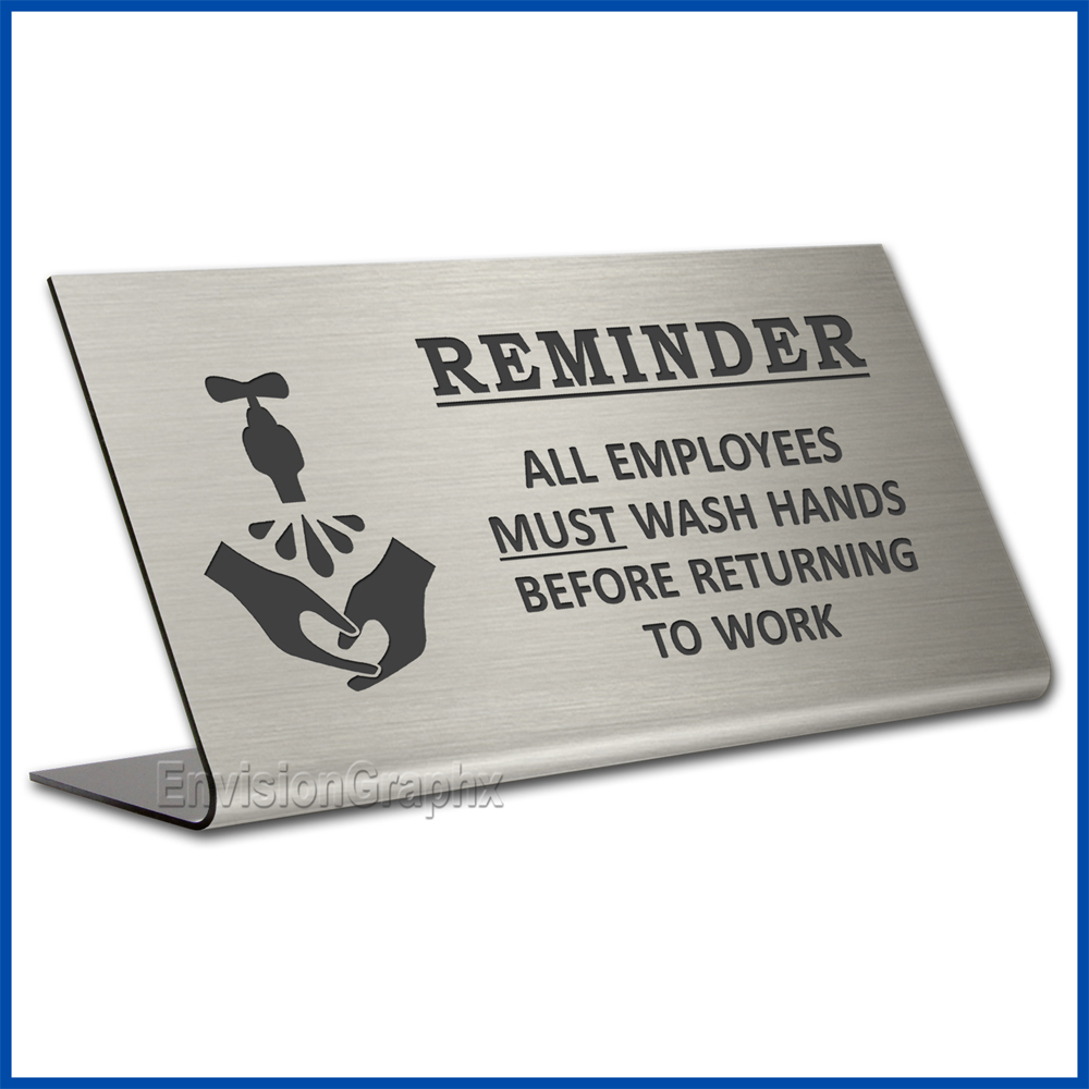 Free Standing table top desk sign All Employees Must Wash Hands
