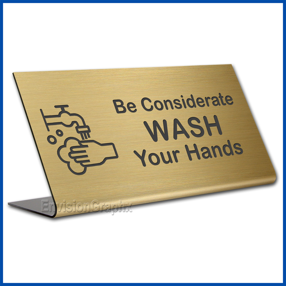 Free Standing table top desk sign All Employees Must Wash Hands