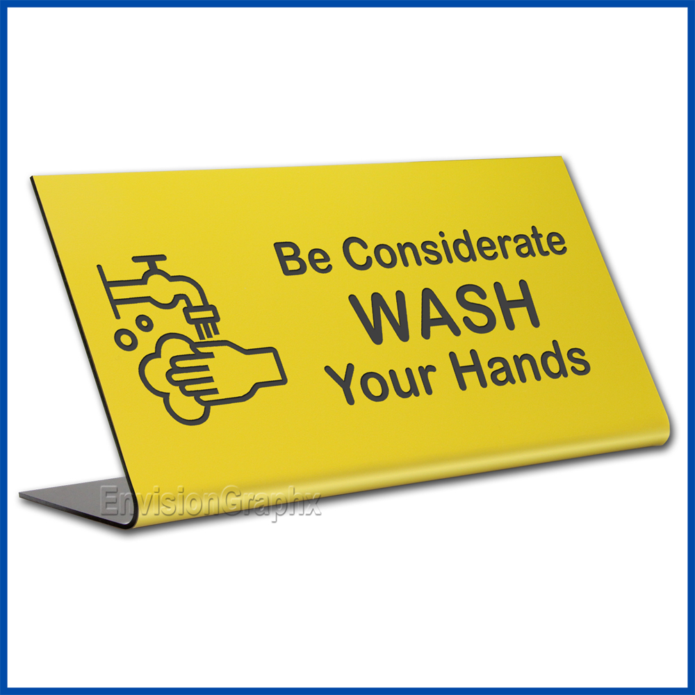 Free Standing table top desk sign All Employees Must Wash Hands