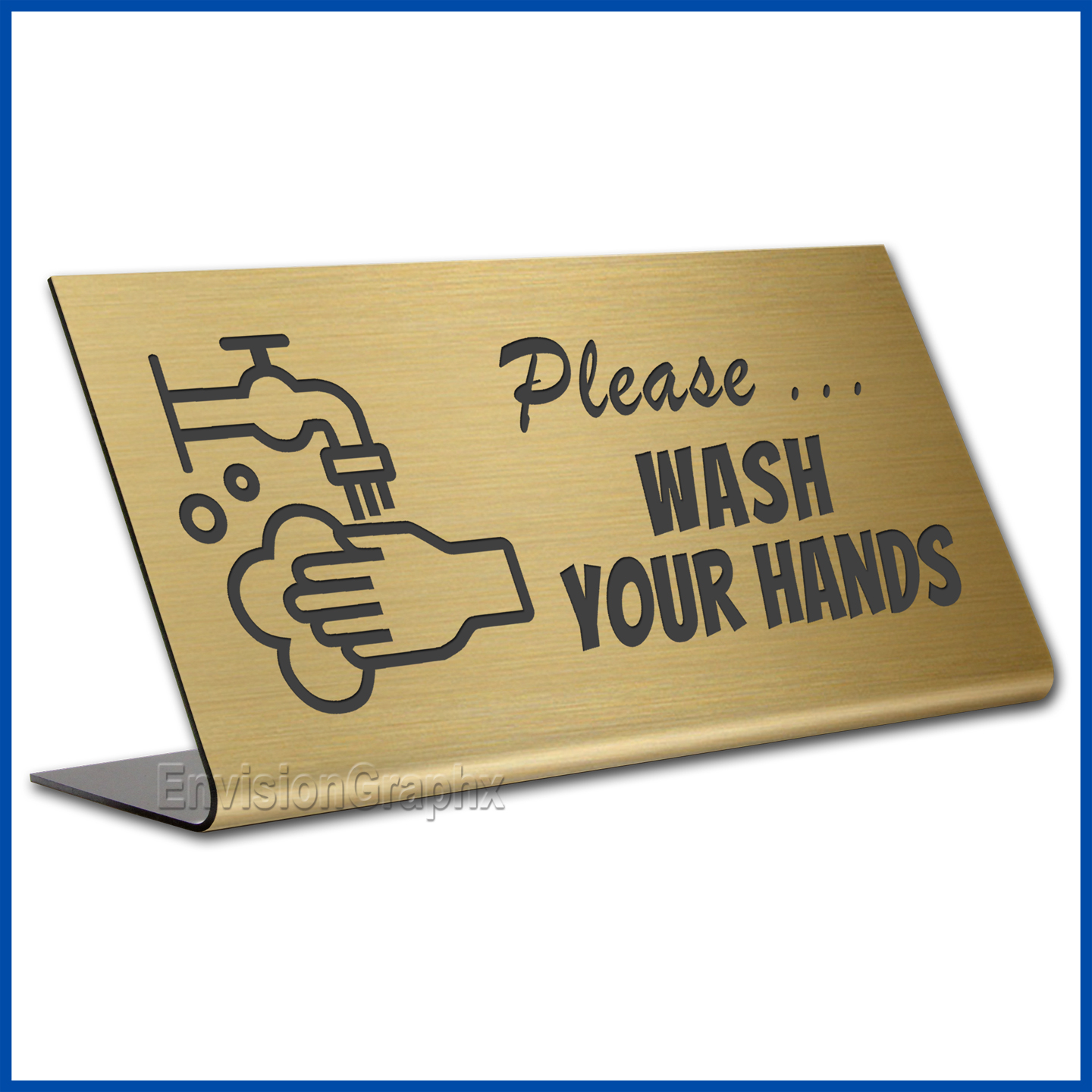 Free Standing table top desk sign Please Wash Your Hands