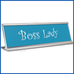 Funny Desk Name Plate Boss Lady Silver