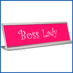 Funny Desk Name Plate Boss Lady Hot Pink