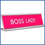 Funny Desk Name Plate Boss Lady Hot Pink