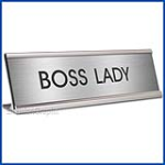 Funny Desk Name Plate Boss Lady Silver