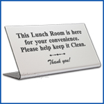 Free Standing table top desk sign Please Keep Lunch Room Clean