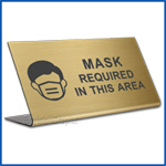 Free Standing table top desk sign Mask Required in Gold