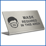 Free Standing table top desk sign Mask Required in Gold