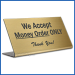 Free Standing table top desk sign Money Order