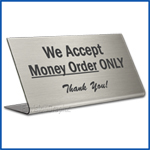 Free Standing table top desk sign Money Order