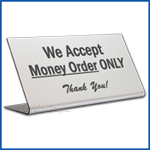 Free Standing table top desk sign Money Order