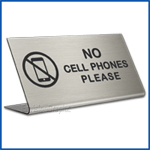 Free Standing table top desk sign No Cell Phones