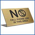 Free Standing table top desk sign No Cell Phones