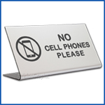 Free Standing table top desk sign No Cell Phones