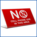 Free Standing table top desk sign No Cell Phones