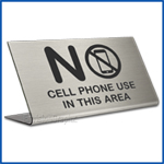 Free Standing table top desk sign No Cell Phones
