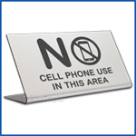Free Standing table top desk sign No Cell Phones