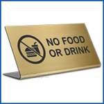 Free Standing table top desk sign No Food