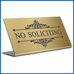 Free Standing table top desk sign No Soliciting