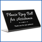 Free Standing table top desk sign No Food in English and Spanish, Please Ring Bell