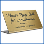 Free Standing table top desk sign No Food in English and Spanish, Please Ring Bell