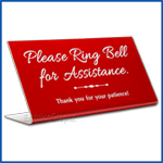 Free Standing table top desk sign No Food in English and Spanish, Please Ring Bell