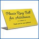 Free Standing table top desk sign No Food in English and Spanish, Please Ring Bell